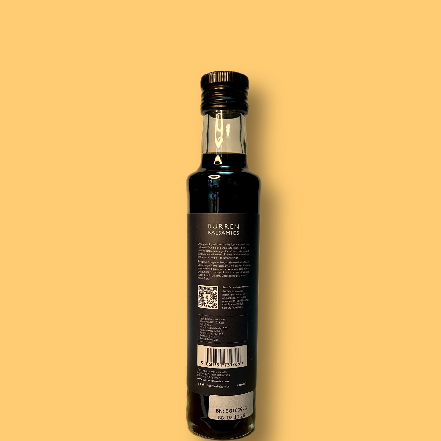 Burren Balsamics Ltd - Black Garlic Infused Balsamic Vinegar - 250ml