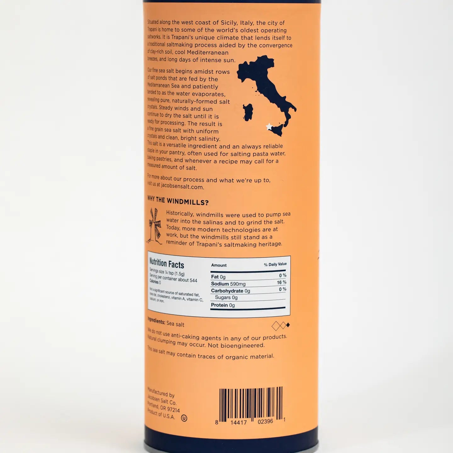 Jacobsen Salt Co - Trapani Pure Italian Fine Sea Salt 1.8 lbs - Trapani, Italy & Netarts Bay, OR