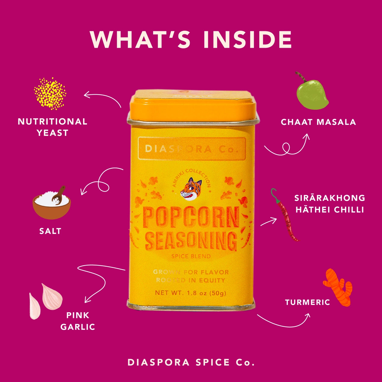 Diaspora Spice Co. - Popcorn Seasoning (Spice Blend) 50g Tin - Oakland, CA